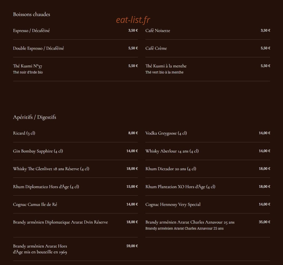 Maison Noubar — carte page 6