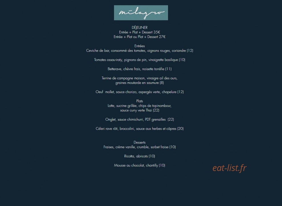 Milagro — carte page 1