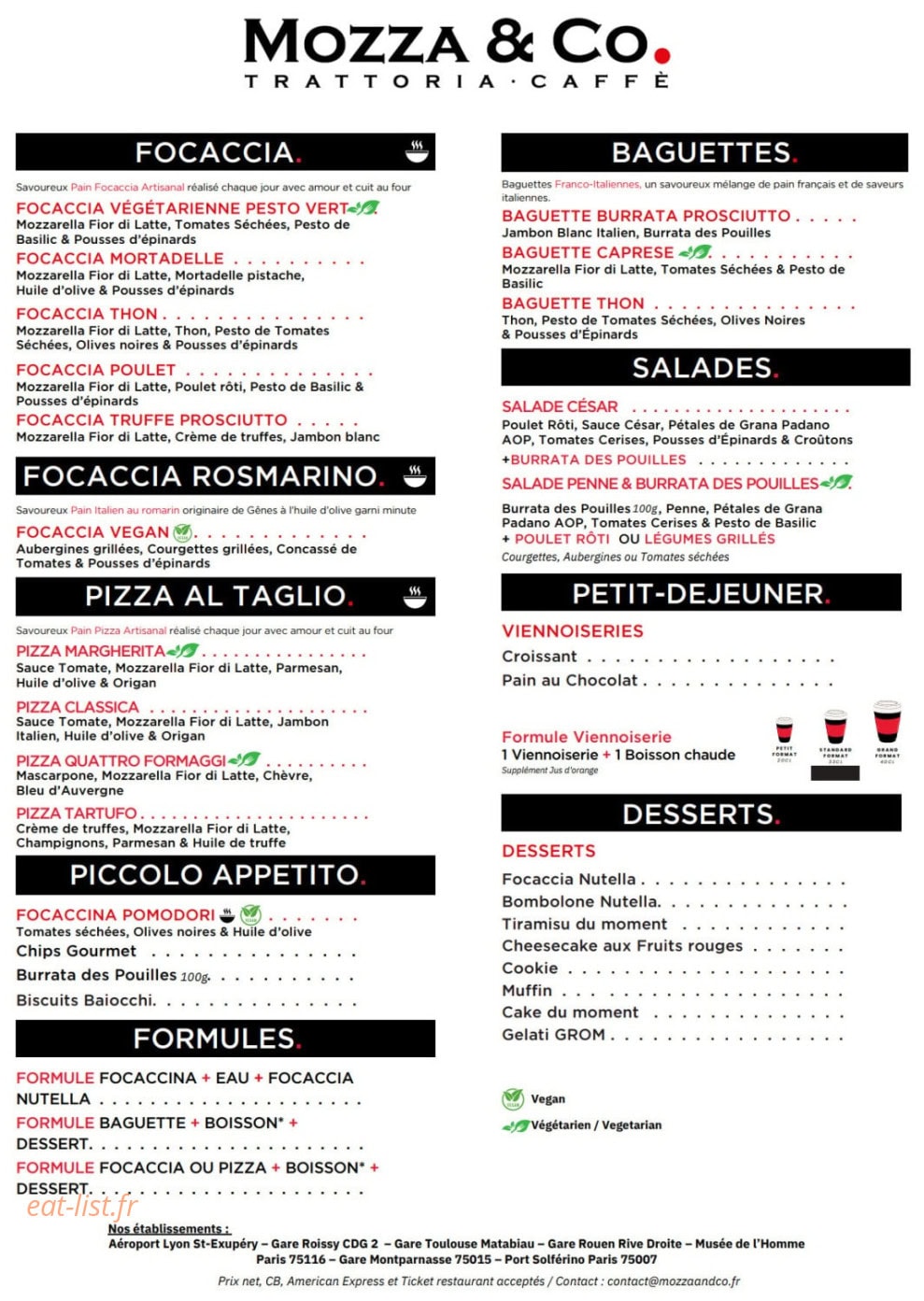 Mozza & Co — carte page 1