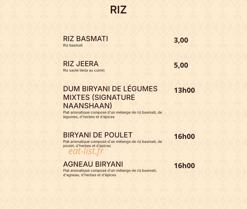 Naan Shaan — carte page 4