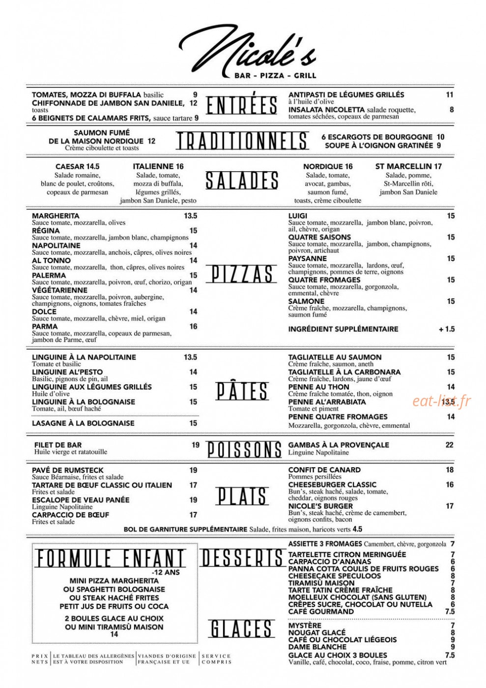 Nicole's — carte page 1