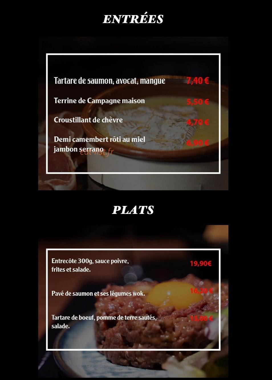 Ô'Cocher,Table et Burger — carte page 1