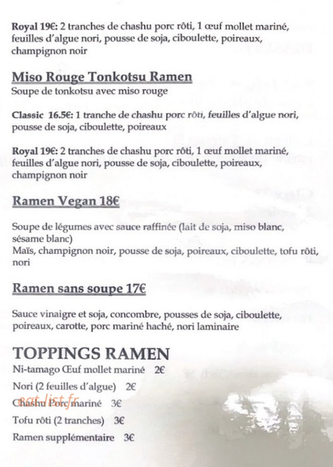 Oodles Ramen — carte page 2
