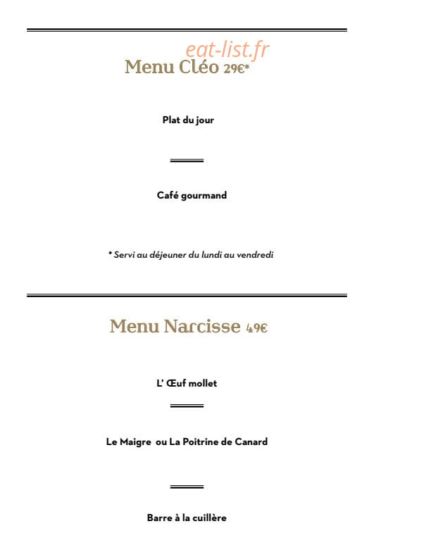 Restaurant Cléo — carte page 2