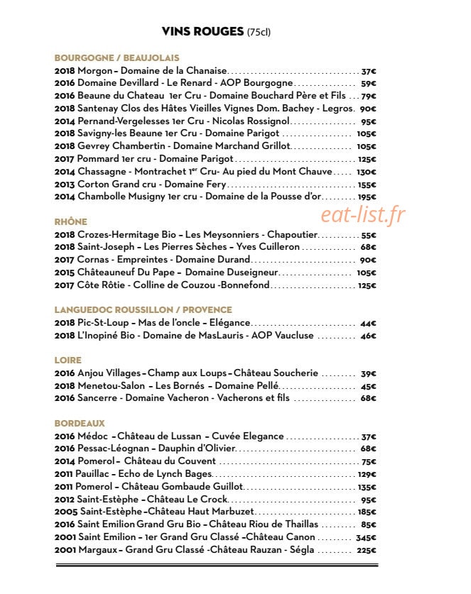 Restaurant Cléo — carte page 9