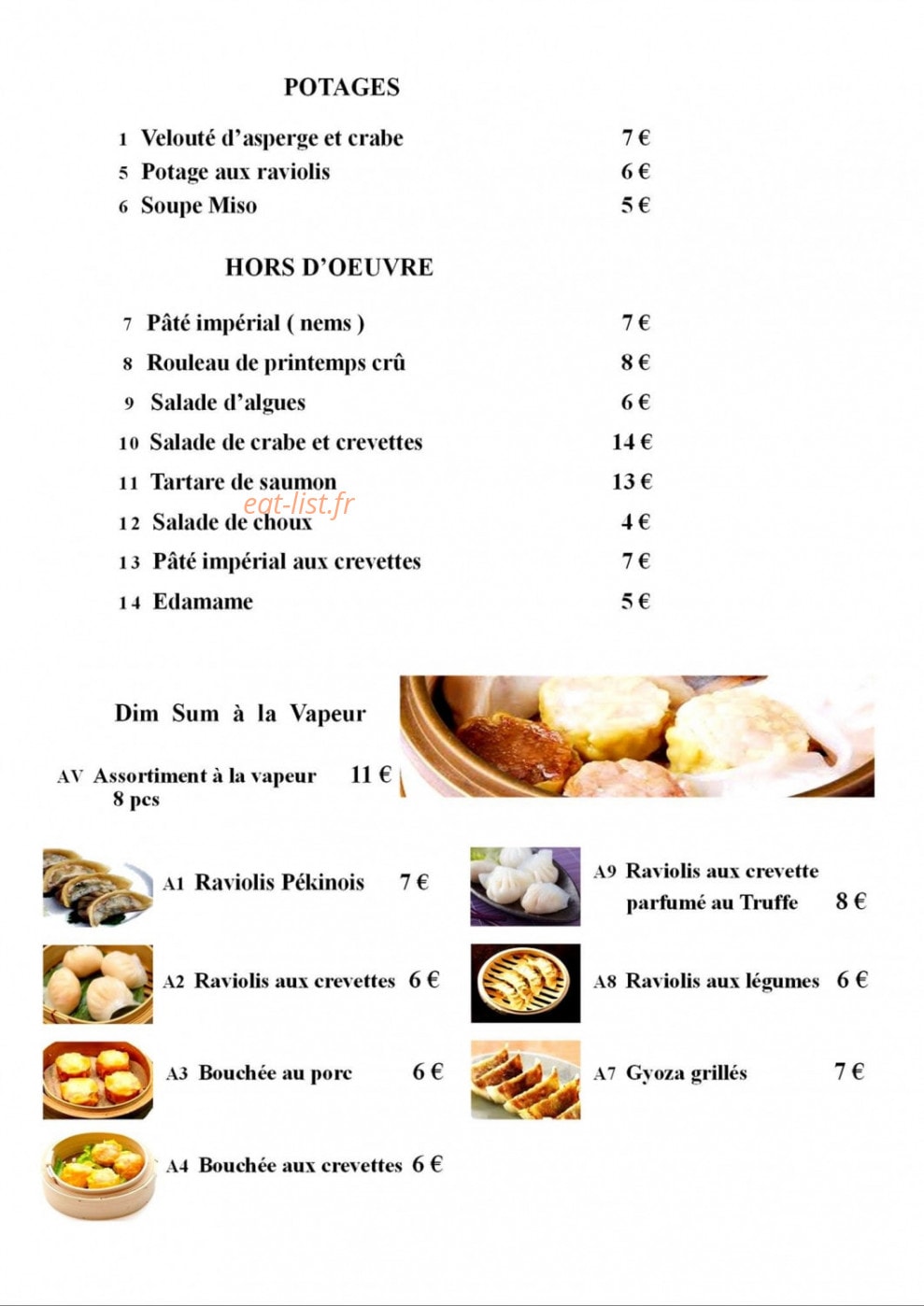 Restaurant MIDO — carte page 4