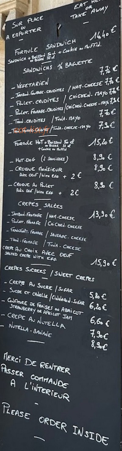 Sandwicherie — carte page 1