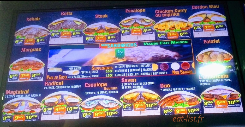 Seven Food — carte page 1