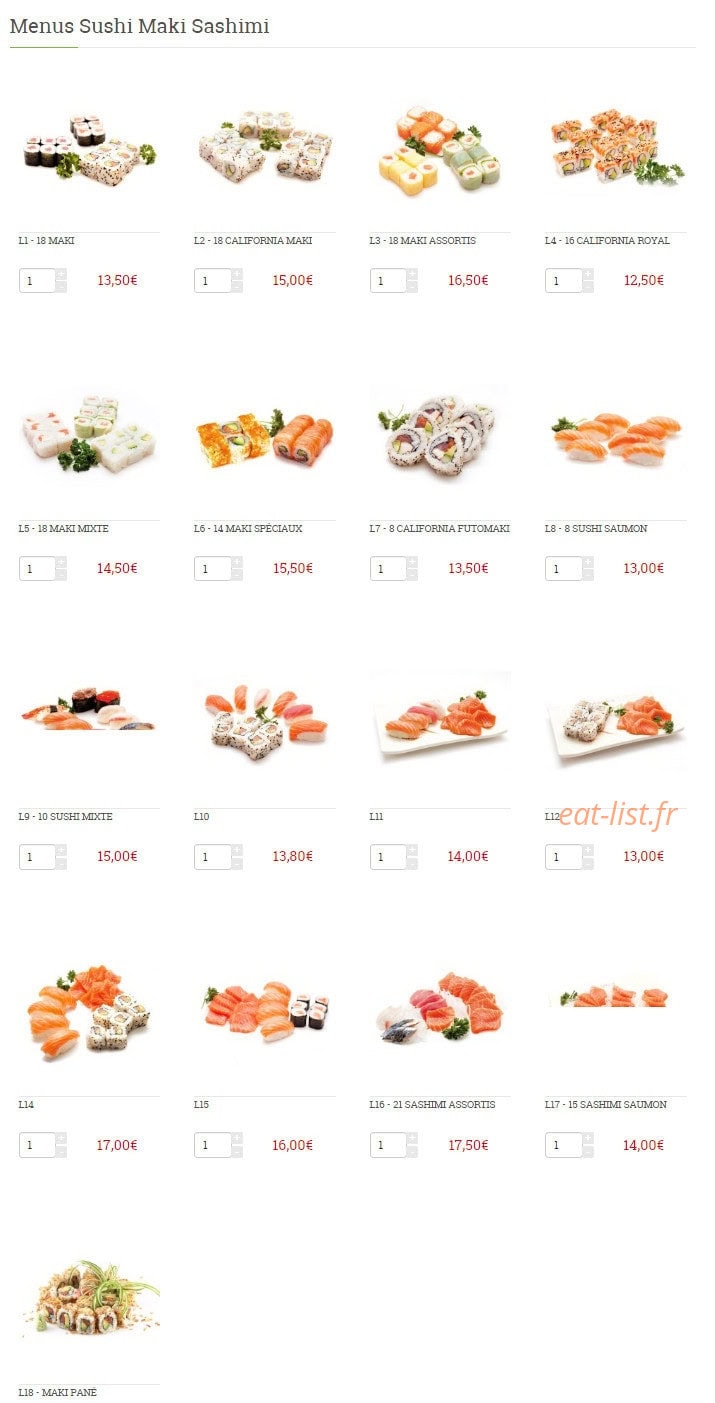 Sushi Sashi — carte page 20