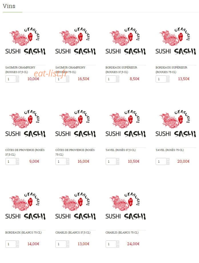 Sushi Sashi — carte page 29