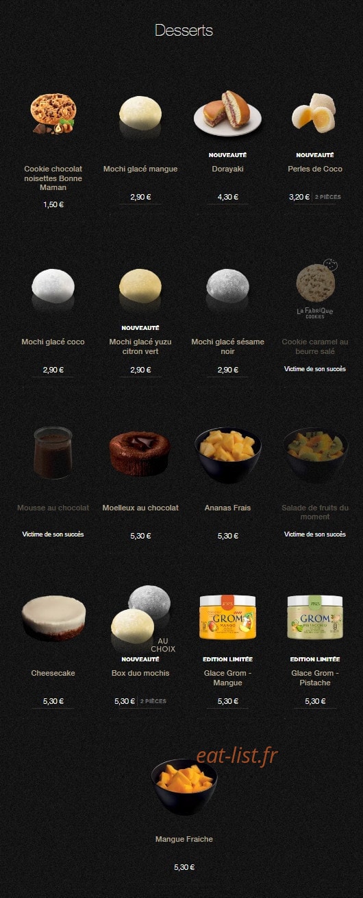 Sushi Shop — carte page 25