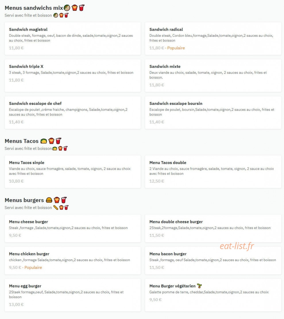 Tour Food — carte page 2