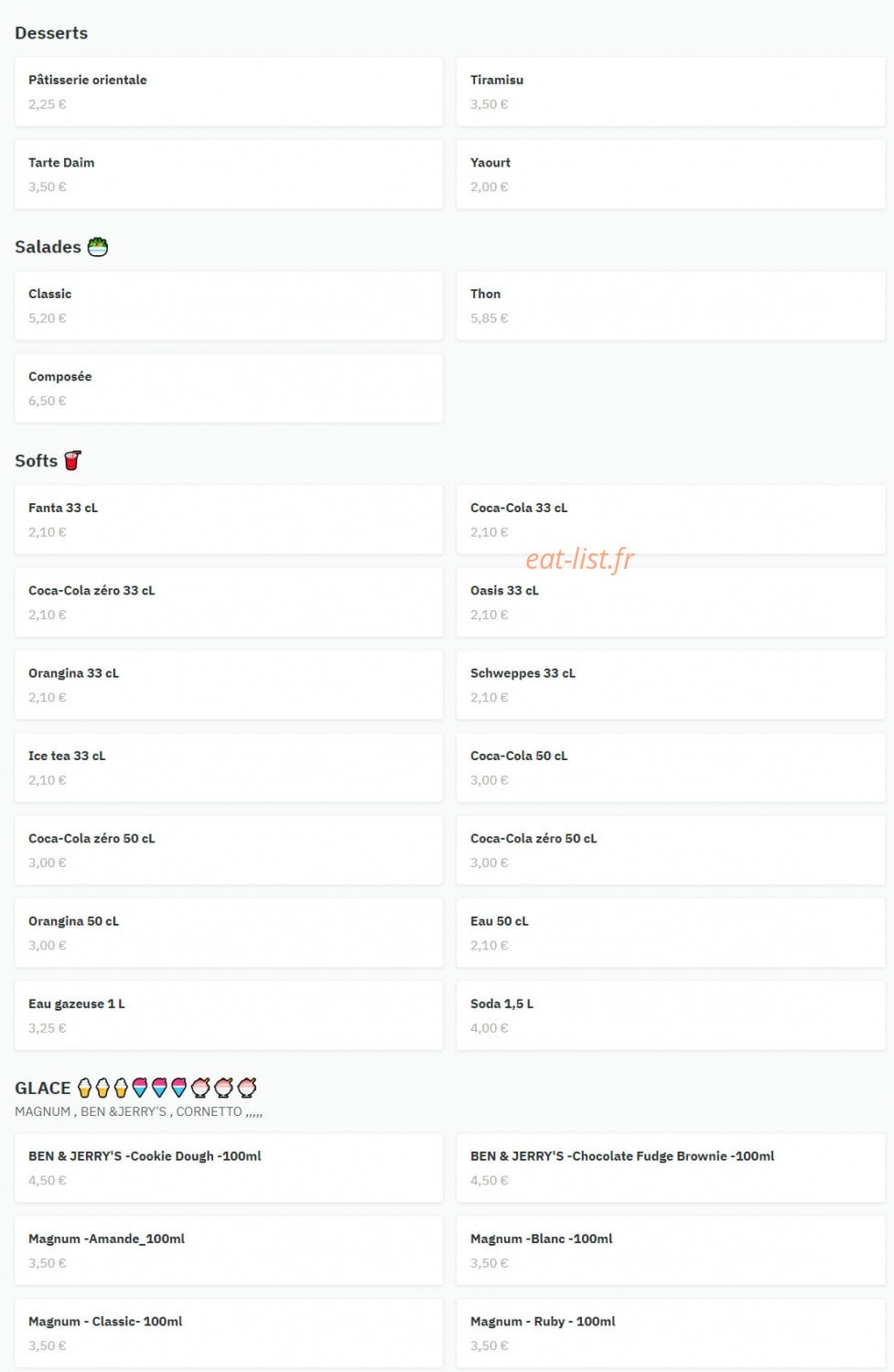 Tour Food — carte page 7