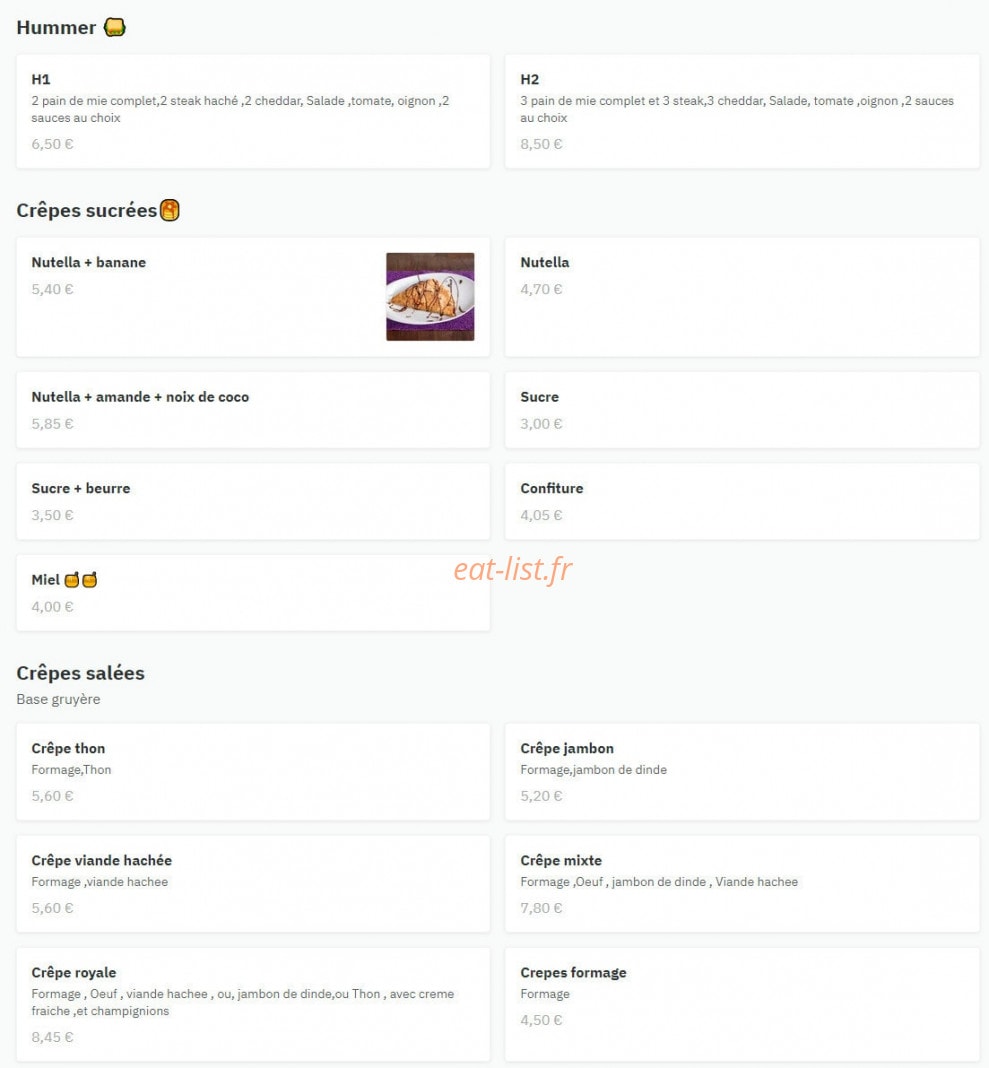 Tour Food — carte page 6