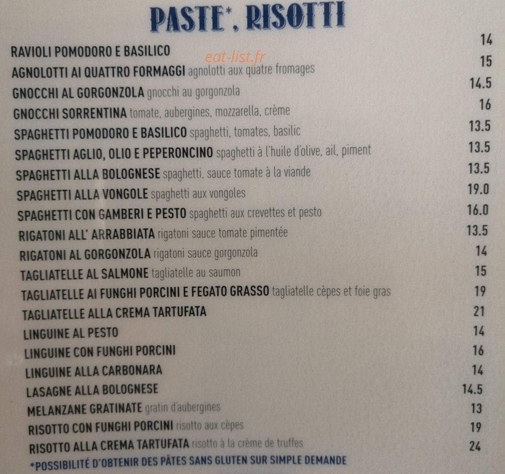 Trattoria Dell'Angelo — carte page 2