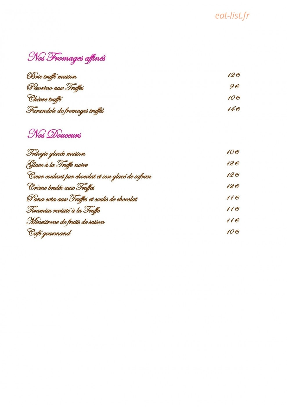Truffes Folies — carte page 5