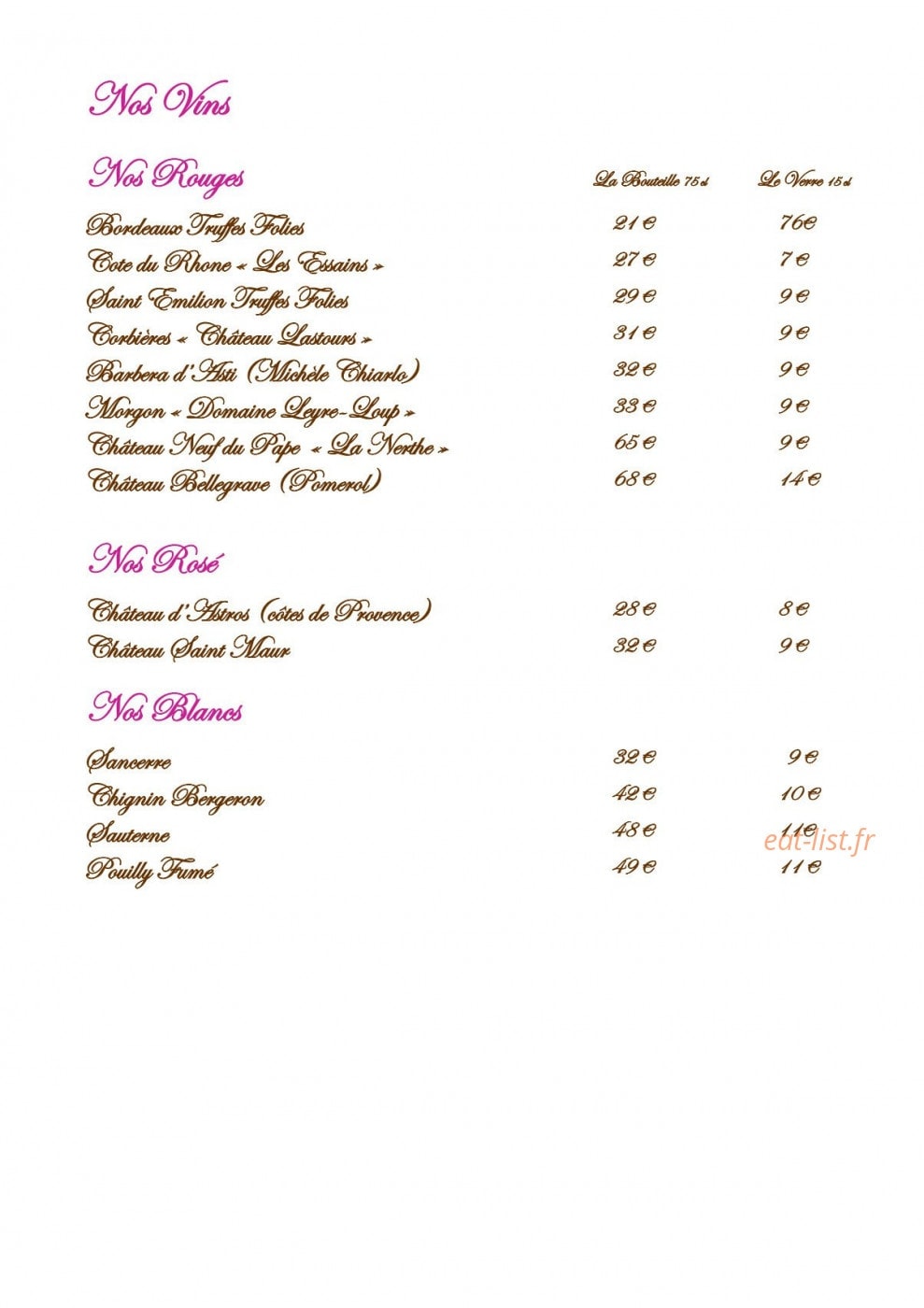 Truffes Folies — carte page 8