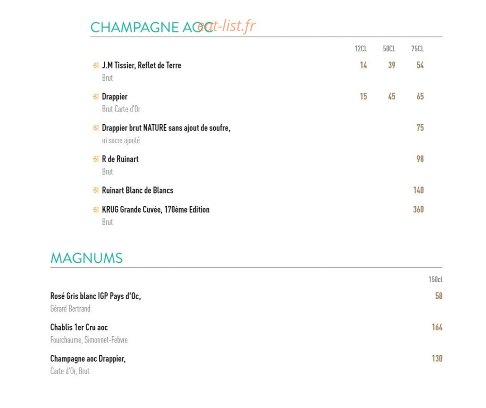 Vin & Marée — carte page 16