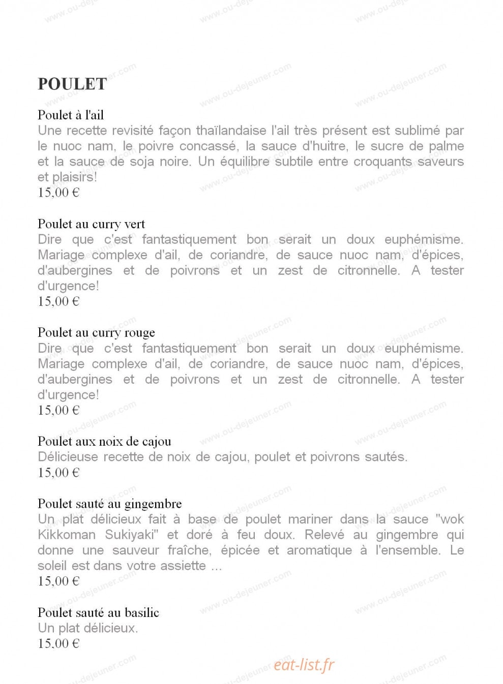 À l'Up Thaï — carte page 5
