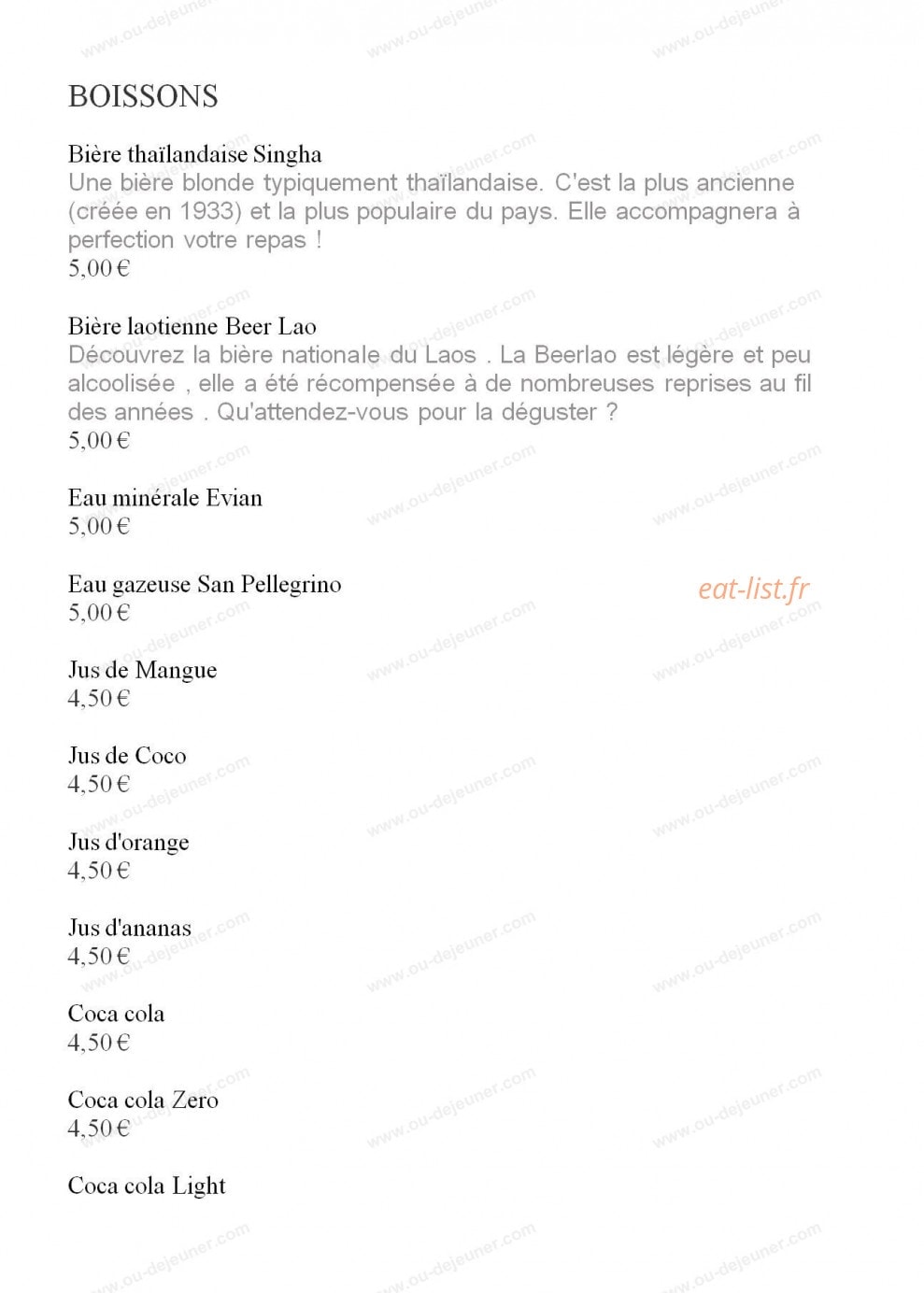 À l'Up Thaï — carte page 9