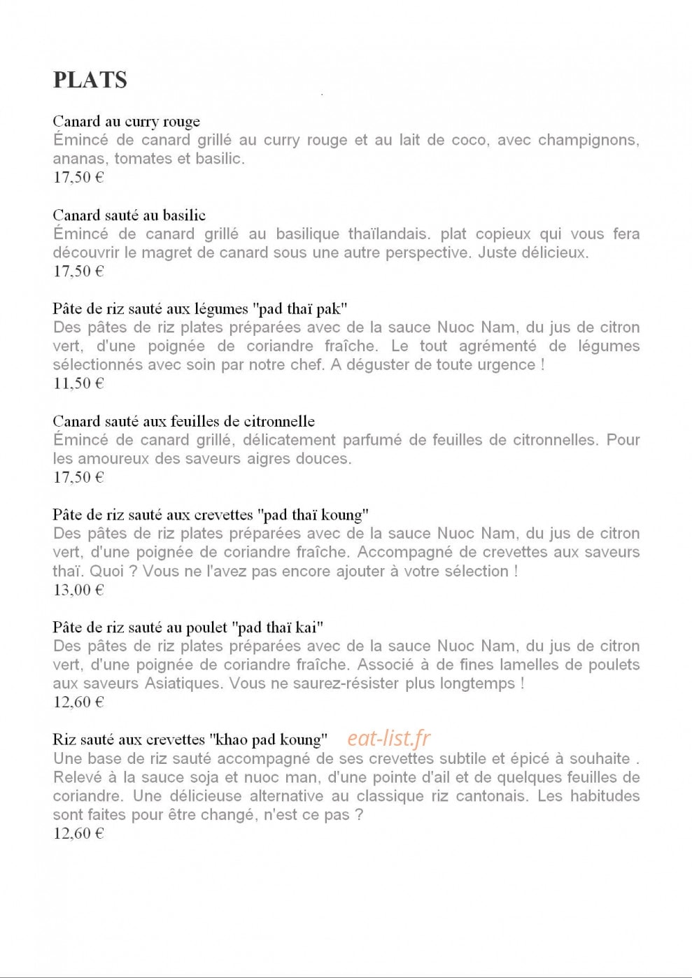 À l'Up Thaï — carte page 3