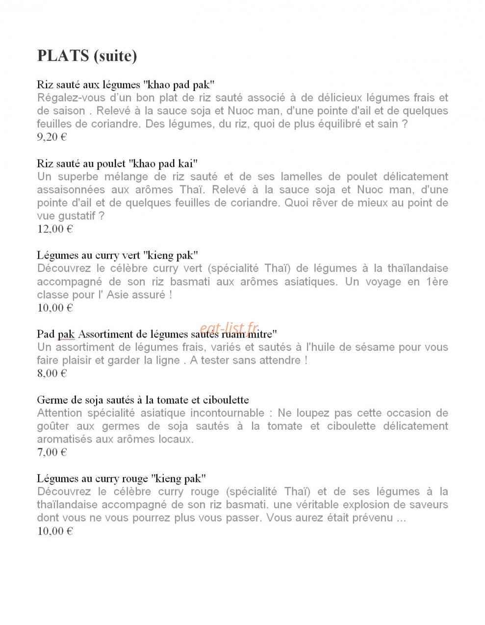 À l'Up Thaï — carte page 4