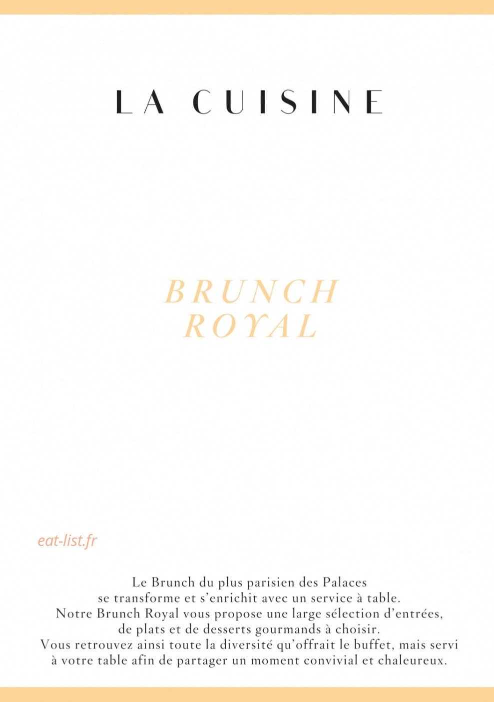A La Cuisine — carte page 1