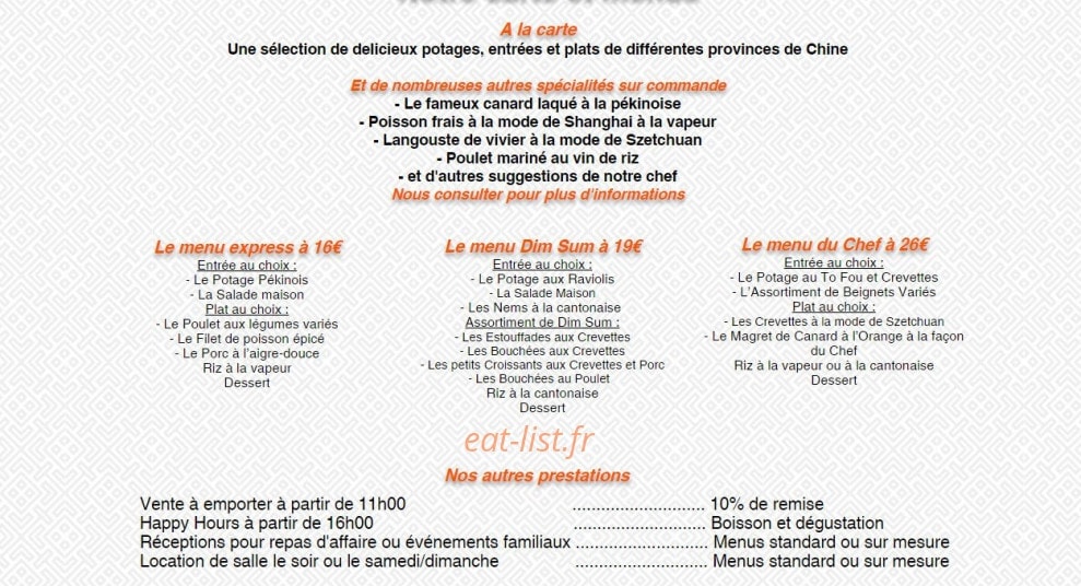 A La Pivoine Chinoise — carte page 1