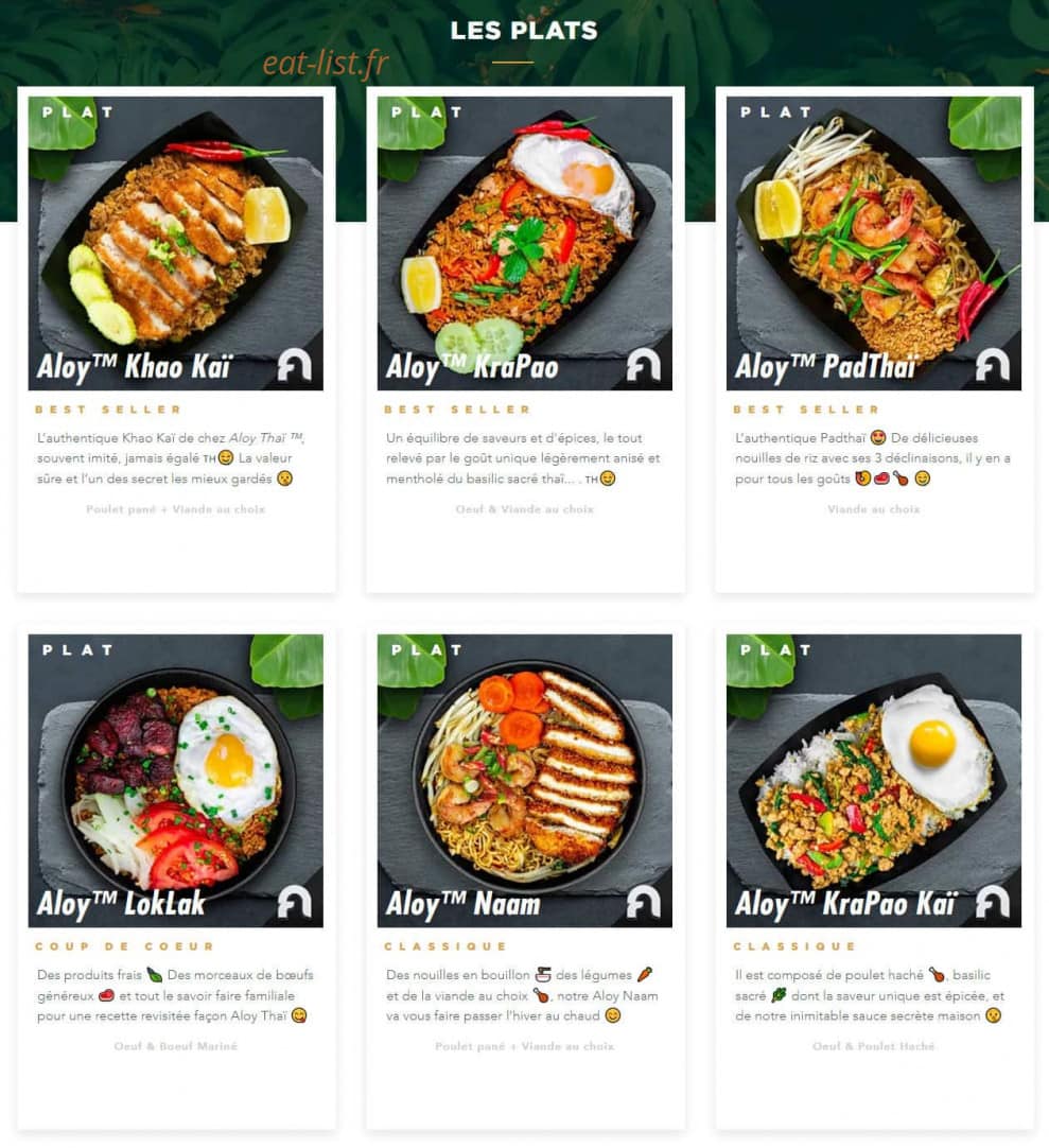 Aloy Thai — carte page 1