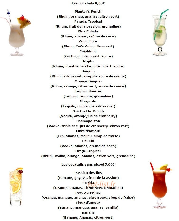 Au Paradis Tropical — carte page 2