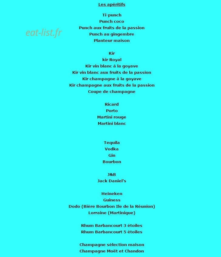 Au Paradis Tropical — carte page 1