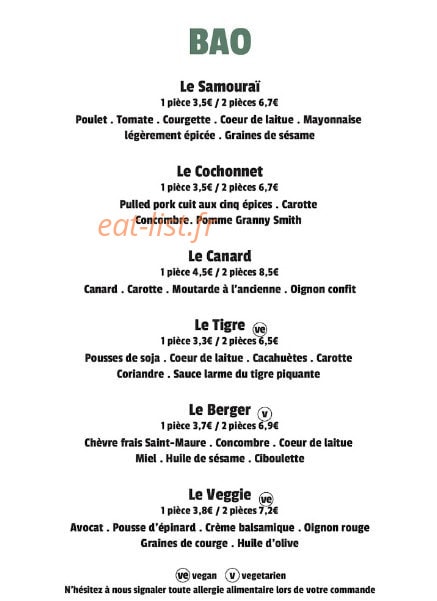 Bao's — carte page 1
