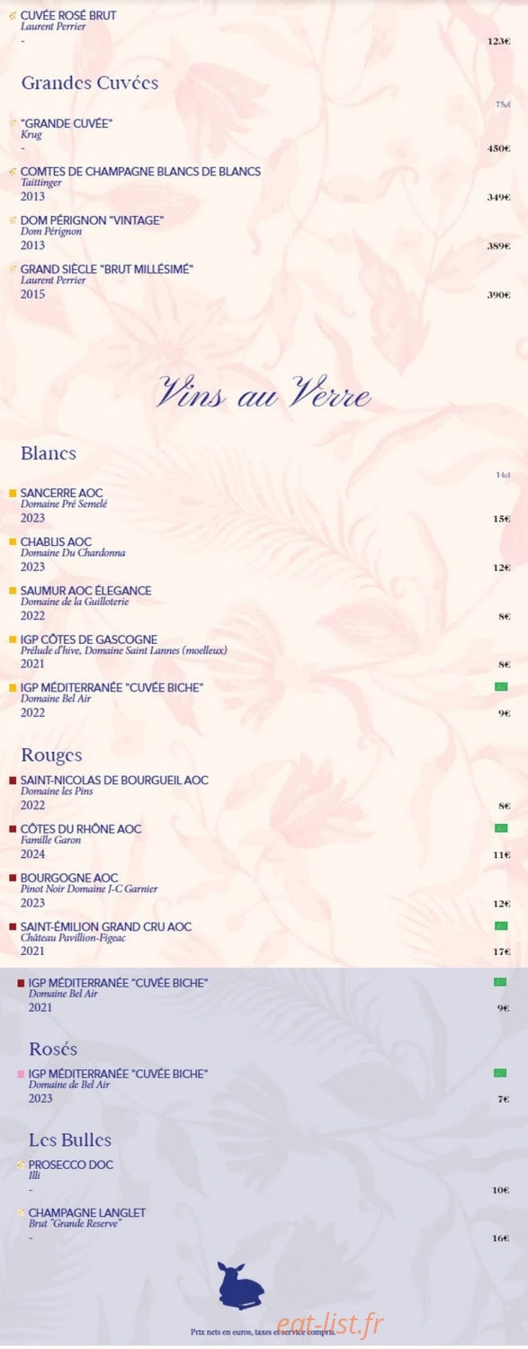 Biche Restaurant — carte page 20
