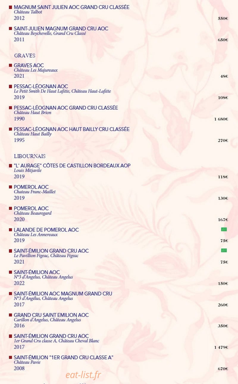 Biche Restaurant — carte page 17