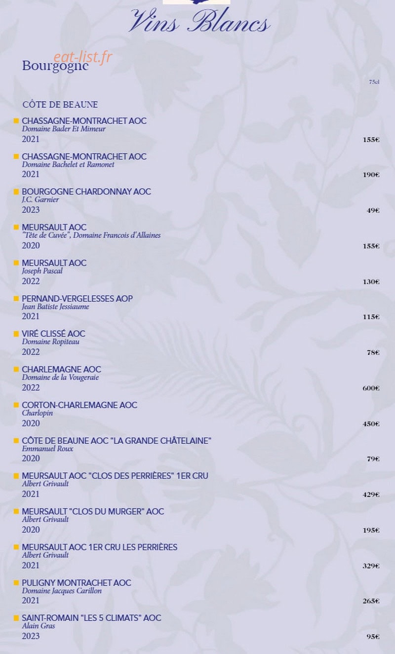 Biche Restaurant — carte page 9