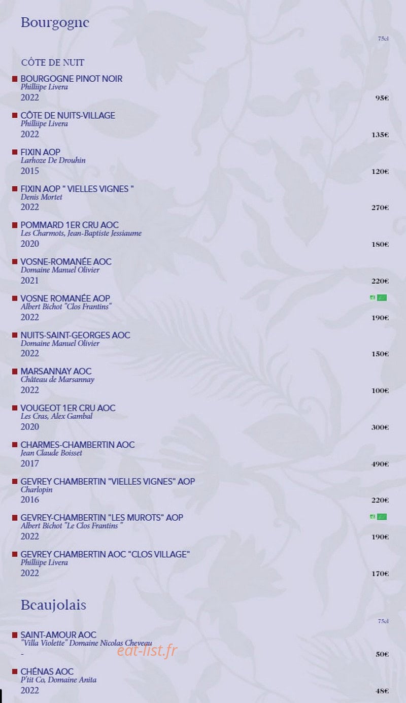 Biche Restaurant — carte page 13