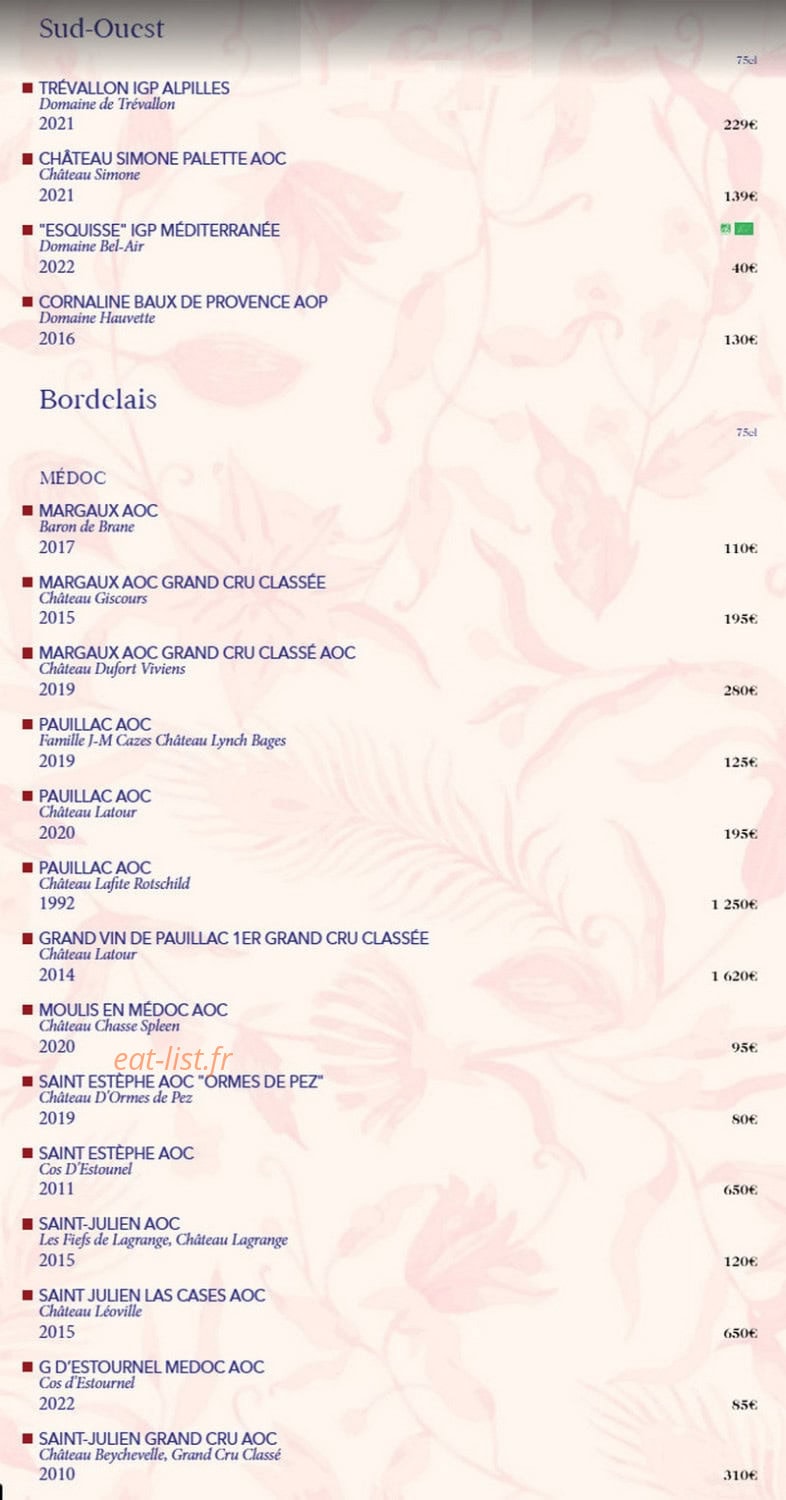Biche Restaurant — carte page 16