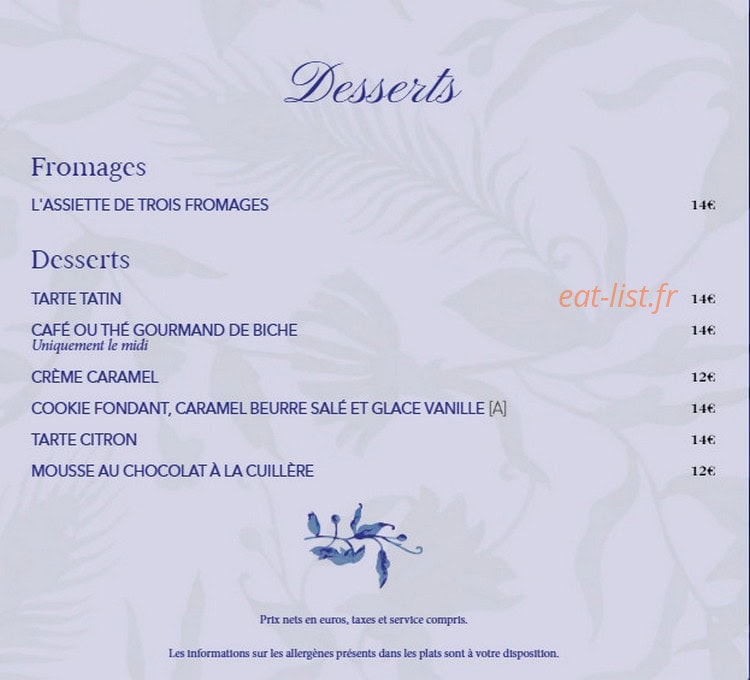 Biche Restaurant — carte page 3