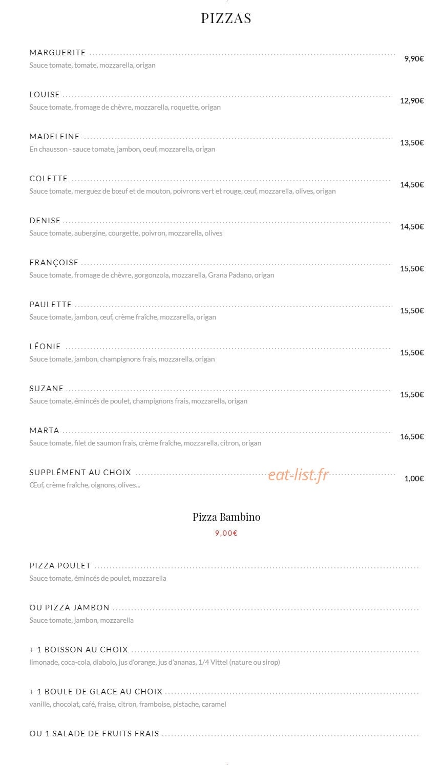 Bistro des Champs — carte page 10
