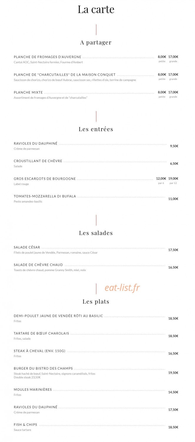 Bistro des Champs — carte page 9