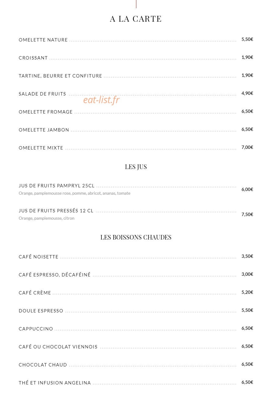 Bistro des Champs — carte page 1