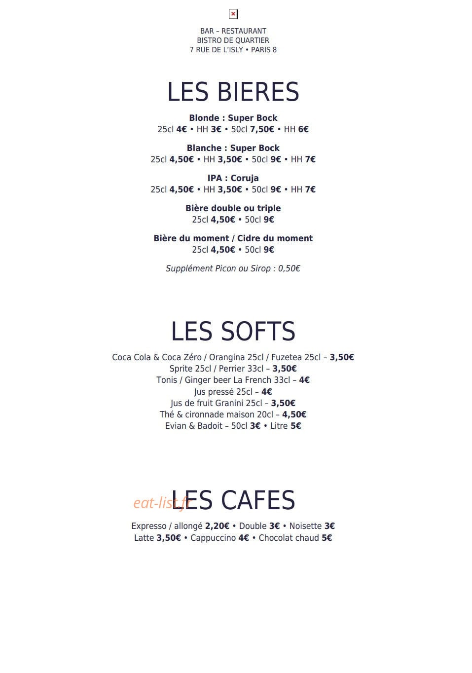 Bistro Hasard — carte page 4