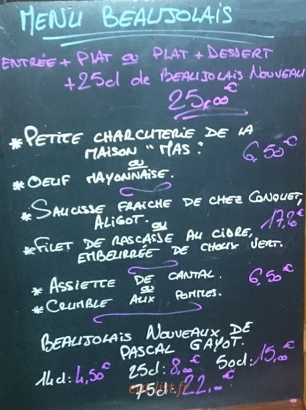 Bistro Les 4 Saisons — carte page 2