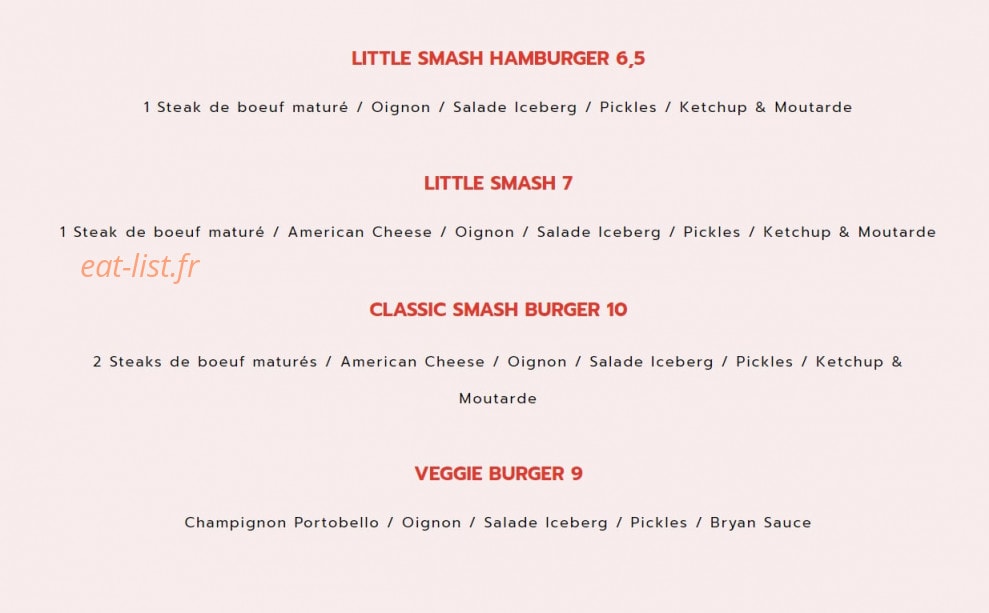 Bryan Smash Burger — carte page 2