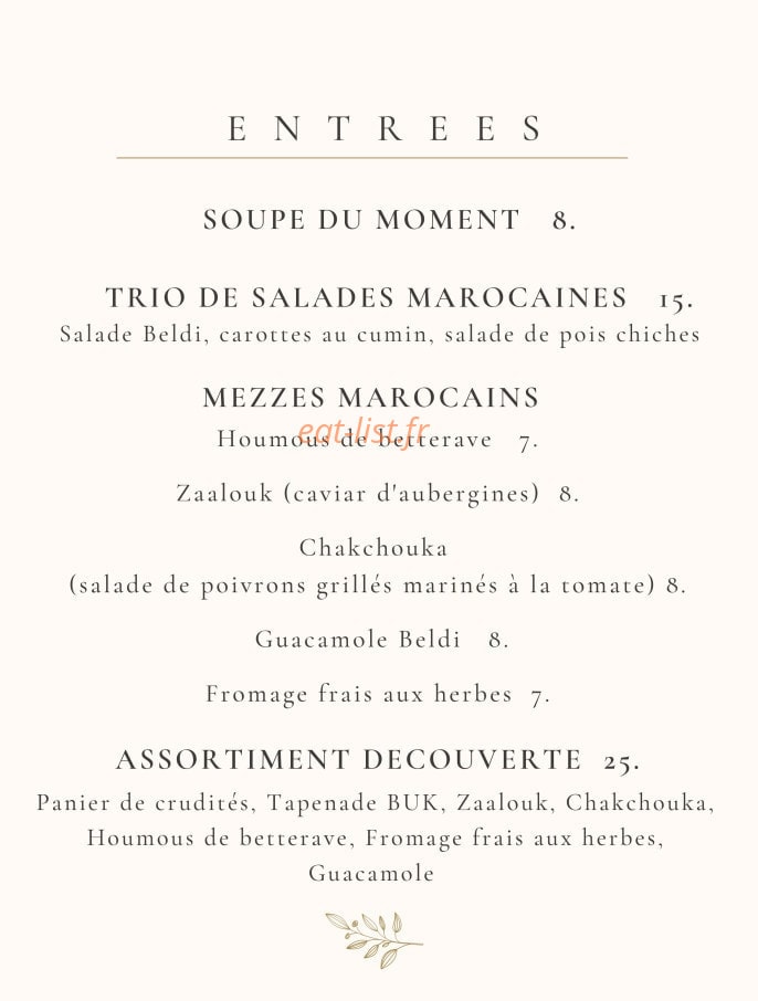 BUK - Beldi Urban Kitchen — carte page 1