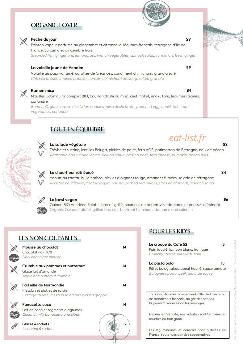 Café 52 — carte page 2