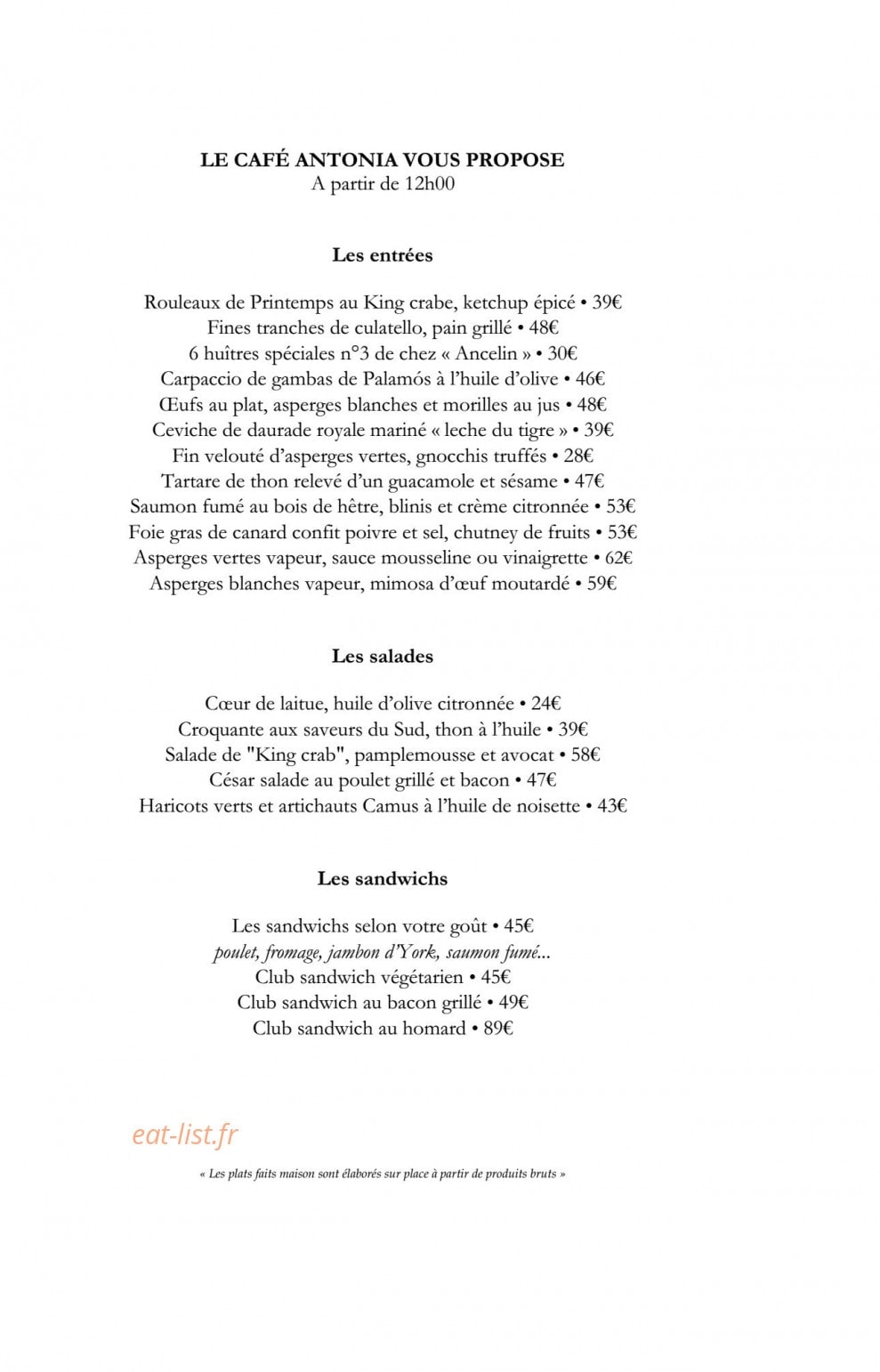 Café Antonia — carte page 4