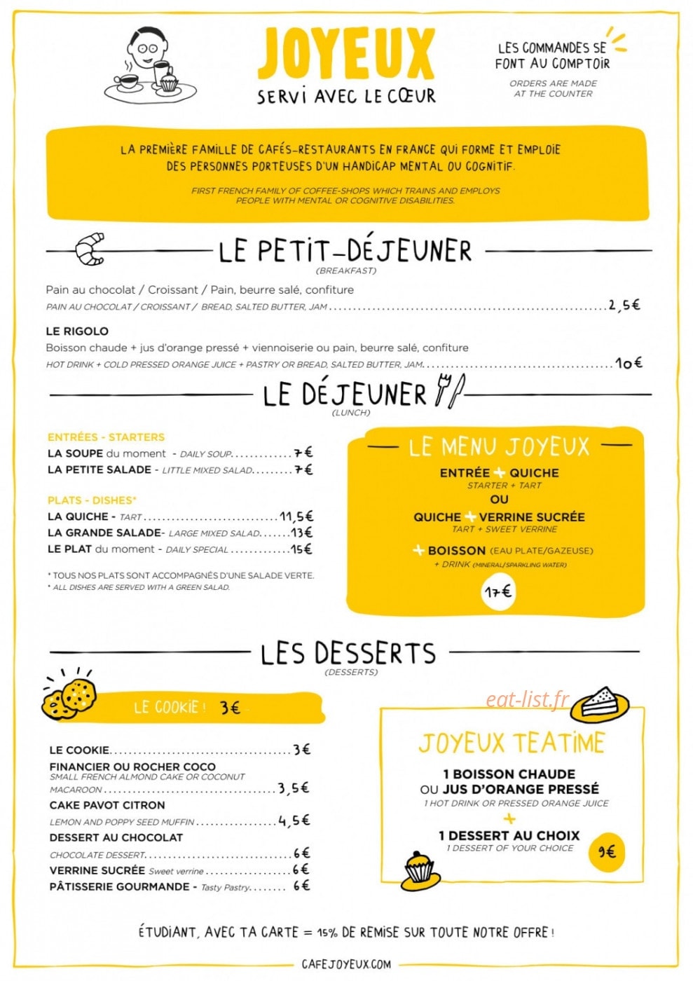 Caf Joyeux Paris 8 Menu Et Photos