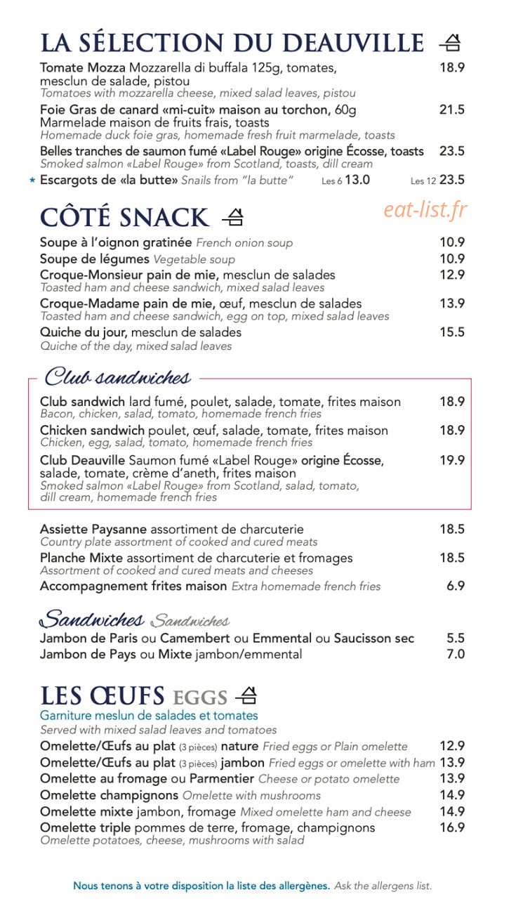 Café Le Deauville — carte page 4