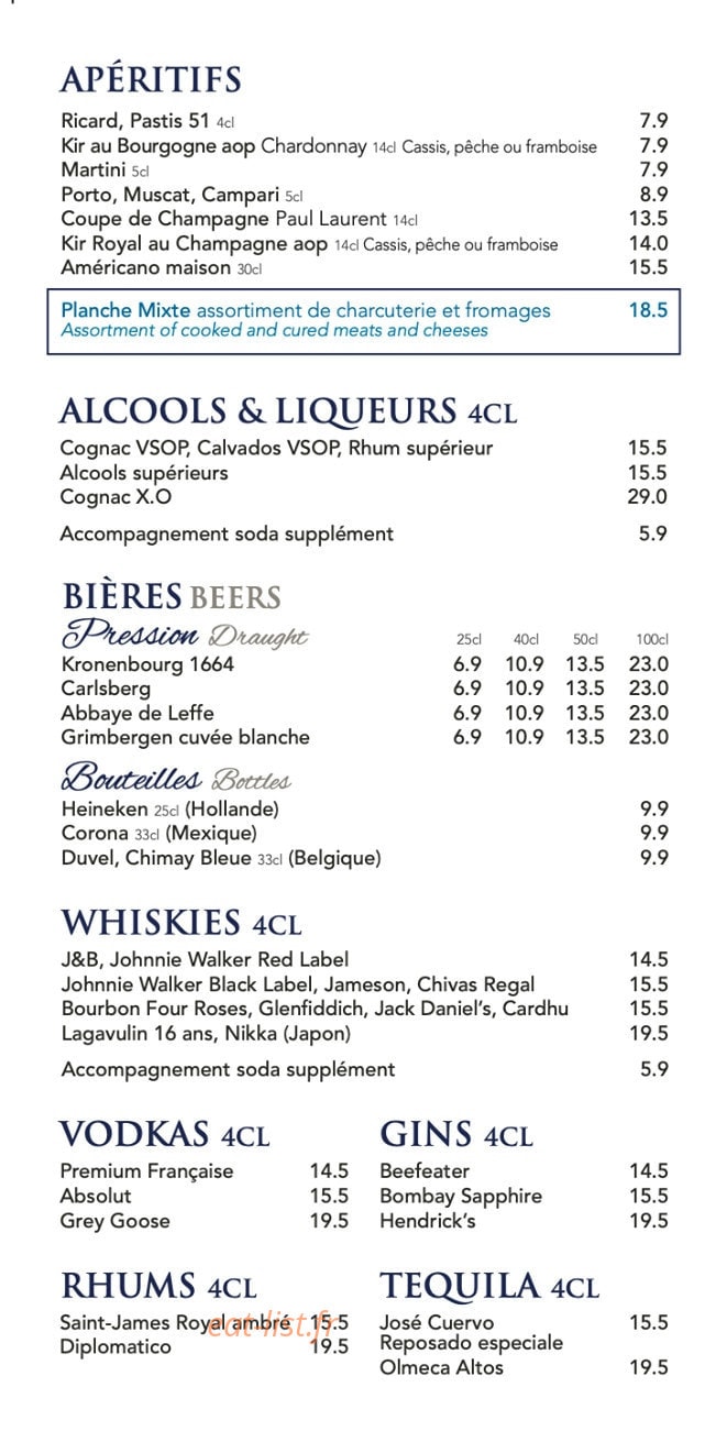 Café Le Deauville — carte page 9
